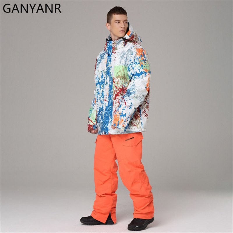 GANYANR Ανδρικές Κοστούμια Snowboard Σετ Σκι Χειμερινά Θερμικά Μπουφάν Χιονιού Παντελόνια Αθλητικά Αδιάβροχα Αδιάβροχα Εξωτερικά Χώρος Warm Thicken 2022