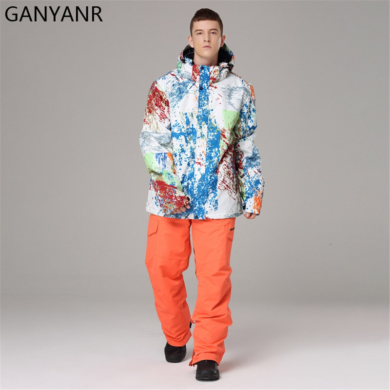 GANYANR Ανδρικές Κοστούμια Snowboard Σετ Σκι Χειμερινά Θερμικά Μπουφάν Χιονιού Παντελόνια Αθλητικά Αδιάβροχα Αδιάβροχα Εξωτερικά Χώρος Warm Thicken 2022