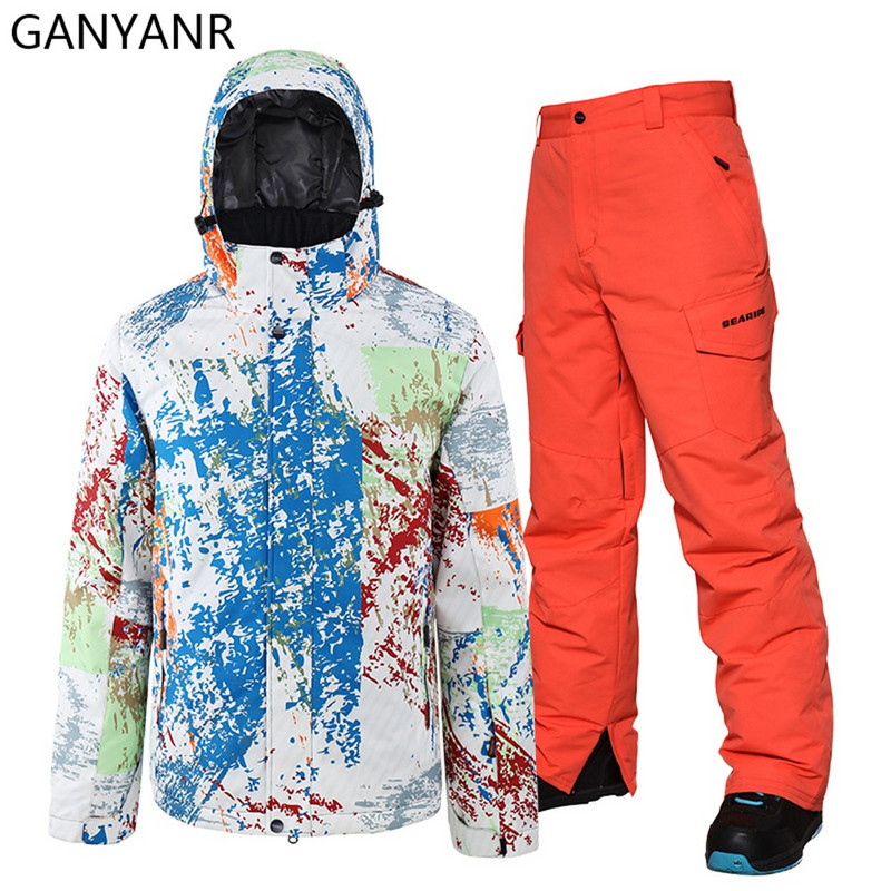 GANYANR Ανδρικές Κοστούμια Snowboard Σετ Σκι Χειμερινά Θερμικά Μπουφάν Χιονιού Παντελόνια Αθλητικά Αδιάβροχα Αδιάβροχα Εξωτερικά Χώρος Warm Thicken 2022