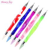 Unghii de ceară cu două capeți Selector de strasuri clare Pix pentru punctat Mâner de marmură Instrument de aplicare pentru ridicarea bijuteriilor Sfaturi autoadezive pentru cap de punct