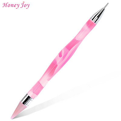 Unghii de ceară cu două capeți Selector de strasuri clare Pix pentru punctat Mâner de marmură Instrument de aplicare pentru ridicarea bijuteriilor Sfaturi autoadezive pentru cap de punct