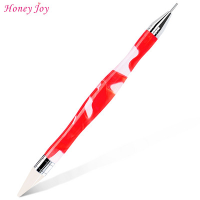 Unghii de ceară cu două capeți Selector de strasuri clare Pix pentru punctat Mâner de marmură Instrument de aplicare pentru ridicarea bijuteriilor Sfaturi autoadezive pentru cap de punct