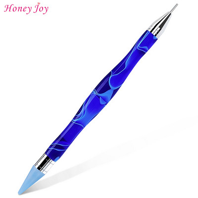 Unghii de ceară cu două capeți Selector de strasuri clare Pix pentru punctat Mâner de marmură Instrument de aplicare pentru ridicarea bijuteriilor Sfaturi autoadezive pentru cap de punct