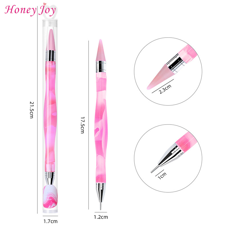 Unghii de ceară cu două capeți Selector de strasuri clare Pix pentru punctat Mâner de marmură Instrument de aplicare pentru ridicarea bijuteriilor Sfaturi autoadezive pentru cap de punct