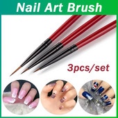 3 buc/set DIY Nail Art UV Gel Sfaturi Manichiura Liner Pictura Model Pictura Linie subțire de dungi Nail Liner Pen Perie pentru pictura unghiilor