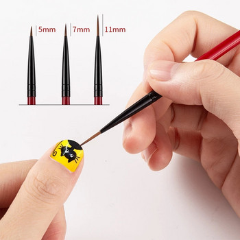 3 τμχ/σετ DIY Nail Art UV Gel Tips Manicure Liner Painting Pattern Painting Thin Ripe Line Nail Liner Pen Liner Nail Painting