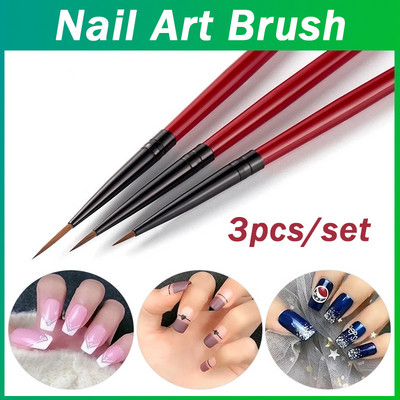 3 бр./компл. Направи си сам Nail Art UV Gel Tips Маникюр Liner Painting Pattern Painting Тънка ивица линия Nail Liner Pen Четка за рисуване на нокти