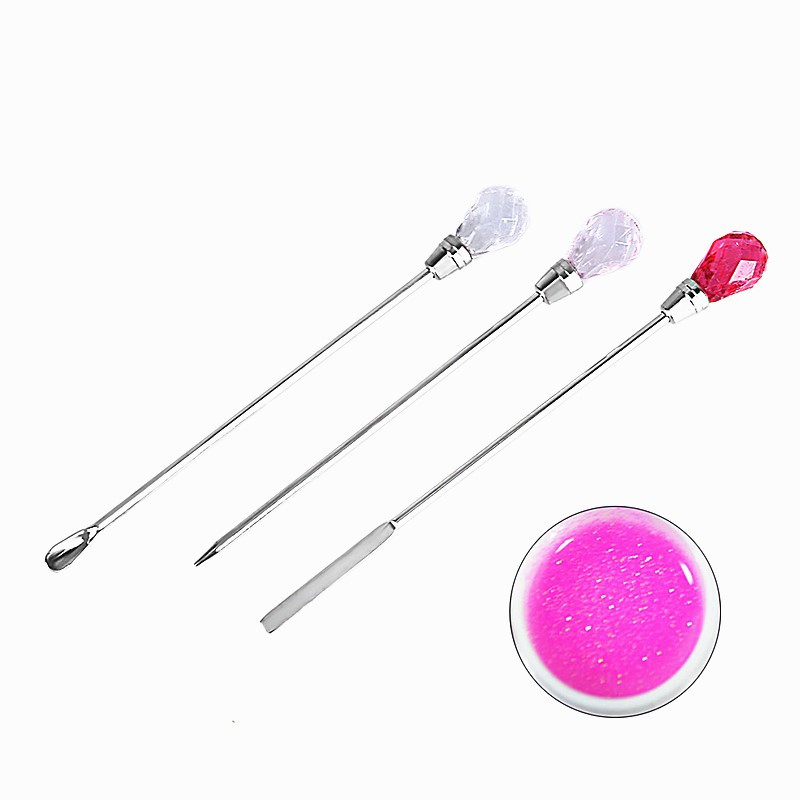 NOVO Modni Akrilni prah od nehrđajućeg čelika Tekući UV Gel Žlica Lopatica Igla Olovka za manikuru Nail Art Štap za miješanje Alati