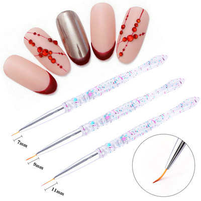 3Pcs/Set Nail Art Dotting Crtanje Olovka za slikanje Kuka Rezbarenje cvijeća Olovka za nokte Ljepota Alat za šminkanje Liner Polish Kist Pribor