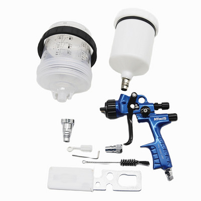 LVLP szórópisztoly festékpisztoly 1,3 mm-es fúvóka festékkeverő pohárral és adapterrel autós levegőfesték pisztolyhoz Airbrsh eldobható mérőpohár