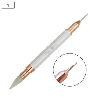 Nail Art Drill Pen Metal Rod Crayon Βούρτσα διπλής χρήσης Nail Art Drawing Pointing Flower Pinting Bead Diamond Tool