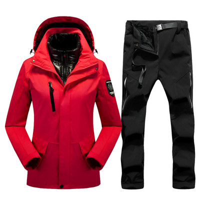 Téli vastag meleg síruha női szélálló vízálló kültéri 2 az 1-ben hókabát nadrág szett női snowboard tréningruhák márka