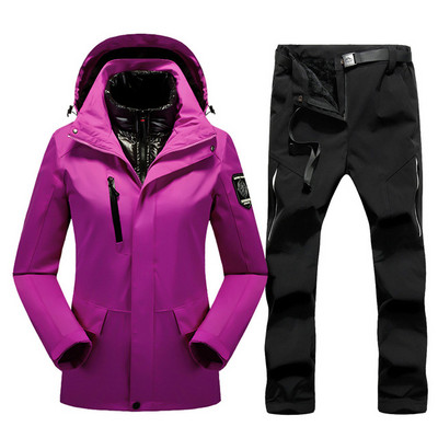 Téli vastag meleg síruha női szélálló vízálló kültéri 2 az 1-ben hókabát nadrág szett női snowboard tréningruhák márka