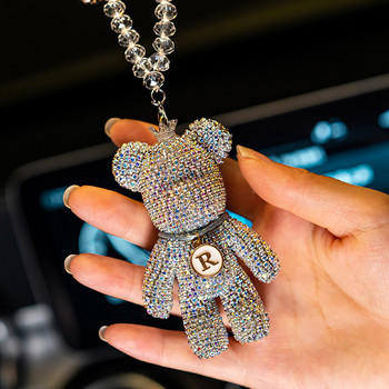 Cartoon Diamond Crystal Bow Bear Κρεμαστό Κρεμαστό καθρέφτη Κρεμαστά στολίδια Bling Αυτοκινήτου Εσωτερική διακόσμηση Γυναικεία αξεσουάρ
