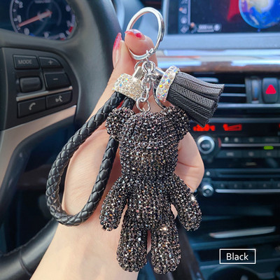 Desene animat Diamant Cristal Arc Urs Pandantiv Mașină Oglindă Ornamente Agățate Bling Decor Interior Mașină Accesorii Femei