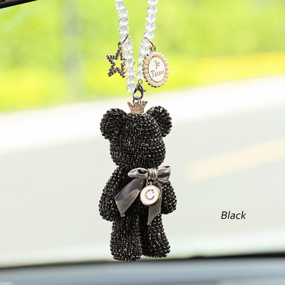 Desene animat Diamant Cristal Arc Urs Pandantiv Mașină Oglindă Ornamente Agățate Bling Decor Interior Mașină Accesorii Femei