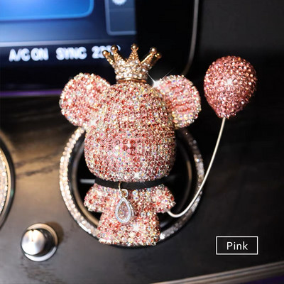 Desene animat Diamant Cristal Arc Urs Pandantiv Mașină Oglindă Ornamente Agățate Bling Decor Interior Mașină Accesorii Femei