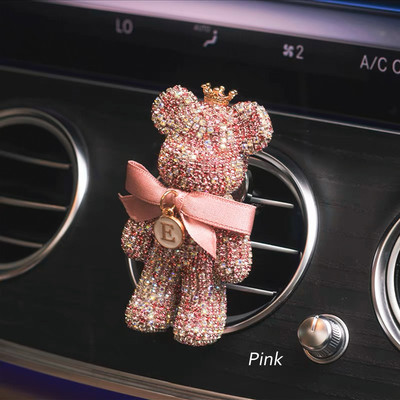 Desene animat Diamant Cristal Arc Urs Pandantiv Mașină Oglindă Ornamente Agățate Bling Decor Interior Mașină Accesorii Femei