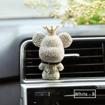 Desene animat Diamant Cristal Arc Urs Pandantiv Mașină Oglindă Ornamente Agățate Bling Decor Interior Mașină Accesorii Femei