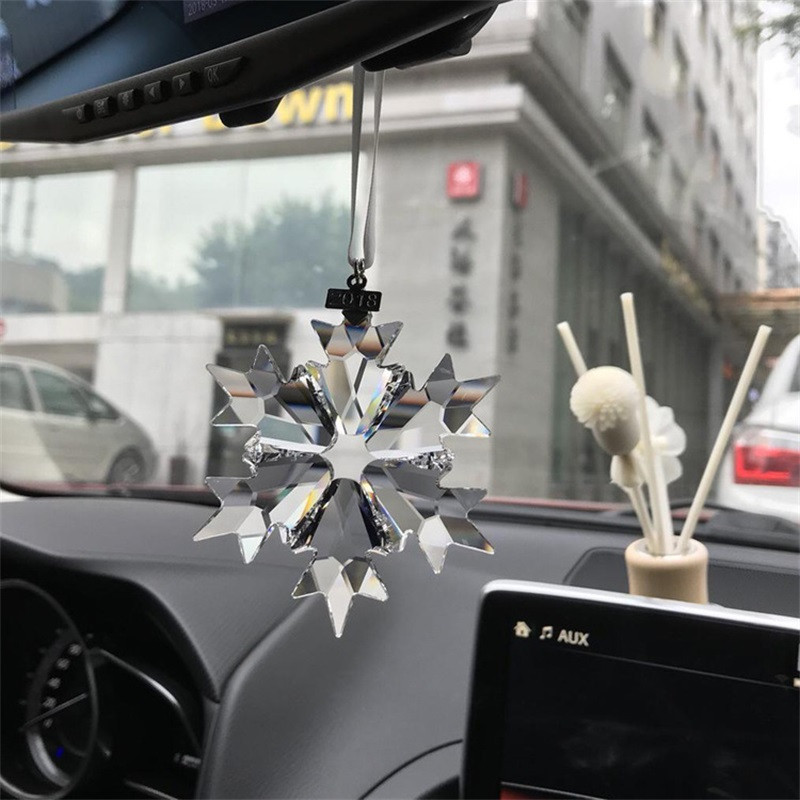 Fulgi de zăpadă din cristal transparent Ornamente de decorare pentru pandantiv pentru mașină. Prindetor de soare, fulgi de nea pentru agățat, accesorii pentru ornamente, cadouri de Crăciun