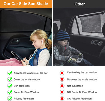 2бр. Сенник за прозорец на автомобила-Сенник на страничния прозорец Дишаща мрежа-цип Покривало на прозореца на автомобила Екран-Car Camping Privacy Universal