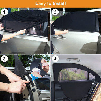 2 τεμ. Σκίαση παραθύρου αυτοκινήτου - Πλαϊνό παράθυρο Παράθυρο Sun Shade Breathable Mesh-φερμουάρ Κάλυμμα παραθύρου αυτοκινήτου Οθόνη-Car Camping Privacy Universal