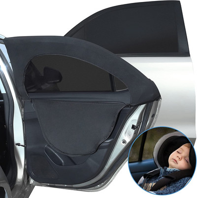 2 buc Umbrire fereastră mașină-Geam lateral Umbrire de soare plasă respirabilă-fermoar Husă geam mașină Ecran-Mașină Camping confidențialitate Universal