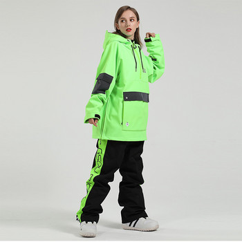 Ανδρικό γυναικείο μπουφάν + παντελόνι σκι Ζεστές αντιανεμικές χειμερινές φόρμες με κουκούλα Αδιάβροχο αθλητικά ρούχα εξωτερικού χώρου στολή Snowboard Ski