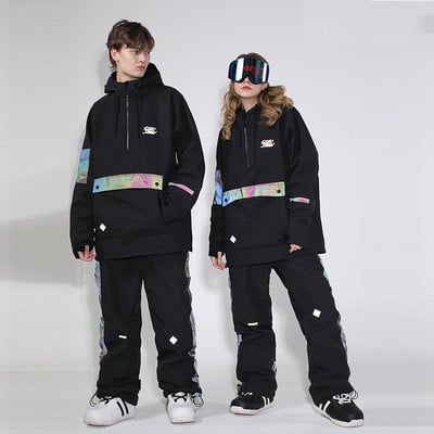 Men Women  Ski Jacket +Ski Pants Warm Windproof Winter Overalls Hoodie Waterproof Outdoor Sports Clothing Snowboard Ski suit