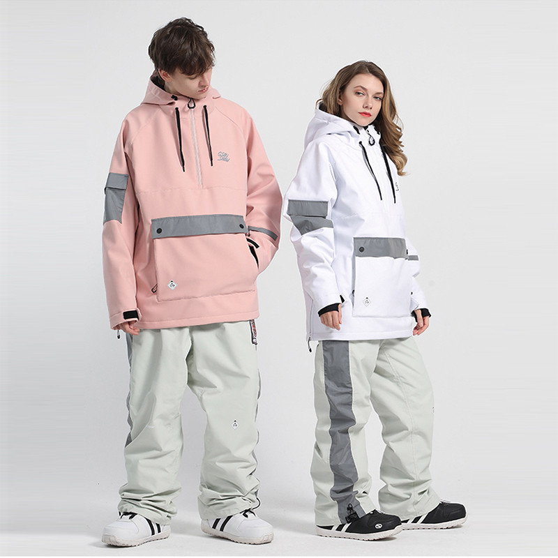 Jachetă de schi pentru bărbați, femei, pantaloni de schi, salopete de iarnă, calde, rezistente la vânt