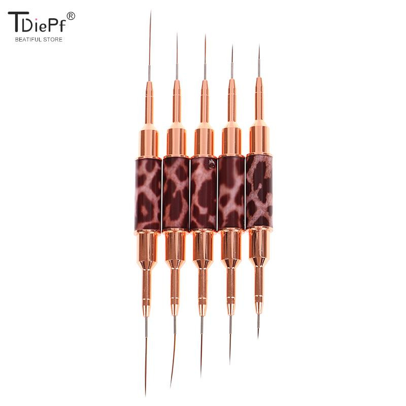 Pensule pentru arta unghiilor cu imprimeu leopard Perie cu cap dublu pentru arta unghiilor Perie cu dungi Desen Pictura Perii pentru design de unghii Detalii alungite