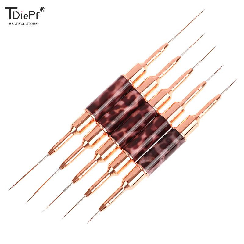 Pensule pentru arta unghiilor cu imprimeu leopard Perie cu cap dublu pentru arta unghiilor Perie cu dungi Desen Pictura Perii pentru design de unghii Detalii alungite