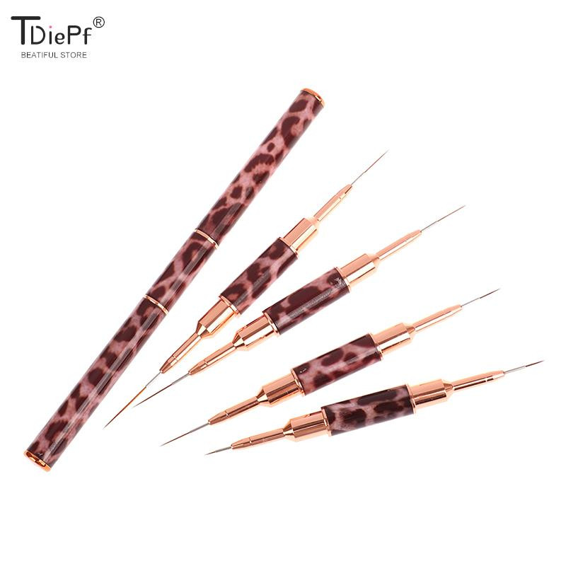 Pensule pentru arta unghiilor cu imprimeu leopard Perie cu cap dublu pentru arta unghiilor Perie cu dungi Desen Pictura Perii pentru design de unghii Detalii alungite