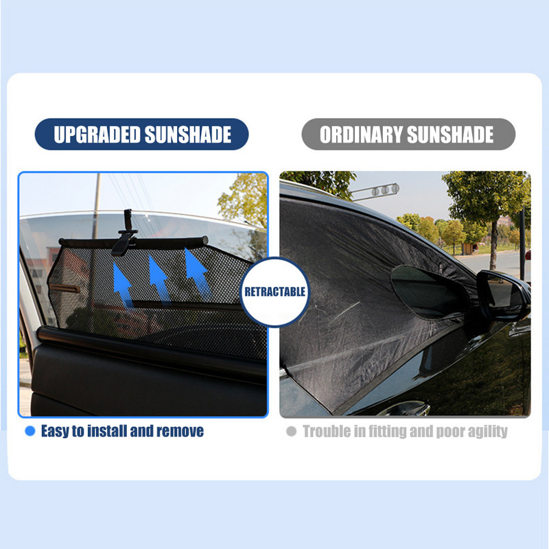 Umbrele de soare retractabile pentru fereastră laterală a mașinii Lift pentru mașină Parasolar Vizor Roller Protectie Film pentru fereastră Parasolar spate Cortina