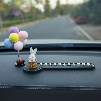 Număr de telefon în mașină Semn de oprire temporară Iepuraș de desene animate multifuncționale Carte de parcare temporară Decorare promptă a plăcuței de înmatriculare