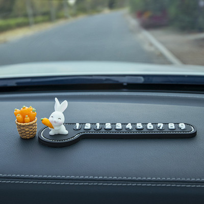 Număr de telefon în mașină Semn de oprire temporară Iepuraș de desene animate multifuncționale Carte de parcare temporară Decorare promptă a plăcuței de înmatriculare