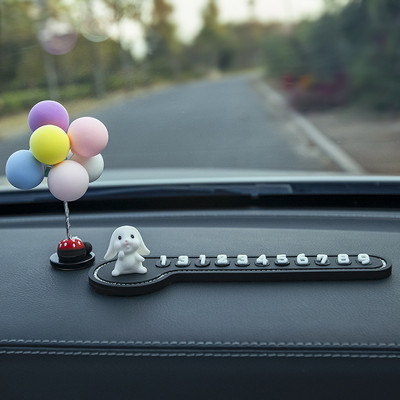 Număr de telefon în mașină Semn de oprire temporară Iepuraș de desene animate multifuncționale Carte de parcare temporară Decorare promptă a plăcuței de înmatriculare