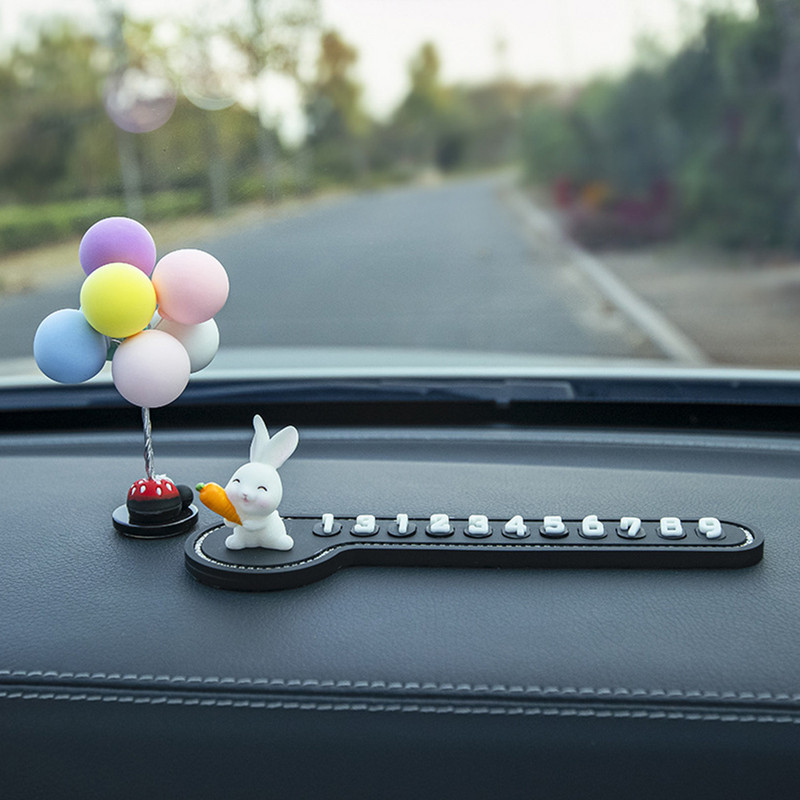Număr de telefon în mașină Semn de oprire temporară Iepuraș de desene animate multifuncționale Carte de parcare temporară Decorare promptă a plăcuței de înmatriculare
