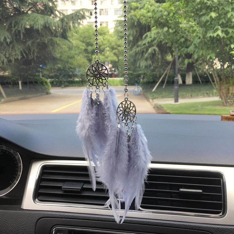 Álomfogó autós medál lányoknak Tollas tükör függő medál Lakberendezés Lucky Car Dísz Lányok Autóbelső Kiegészítők