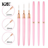 Căptușeli profesionale pentru arta unghiilor, perii cu dungi, instrument roz, mâner din metal, desen pentru detaliu, pictură, amestecare, perie pentru unghii.