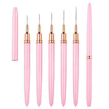 Professional Nail Art Liners Striping Brushes Tool Pink Metal Handle Drawing Detail Painting Blending Liner Nail brush