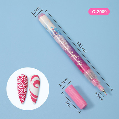 Căptușeli profesionale pentru arta unghiilor, perii cu dungi, instrument roz, mâner din metal, desen pentru detaliu, pictură, amestecare, perie pentru unghii.