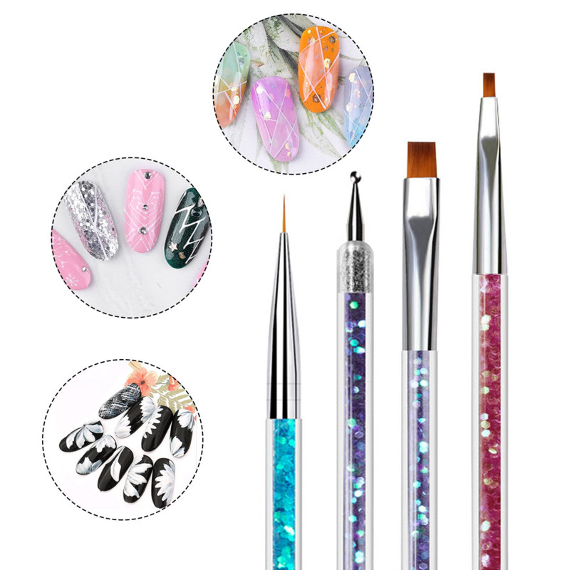 5db Nail Art Liner Brush Nail Art Point Fúró Rajzkefe Toll Köröm Pontozó Toll Kétvégű körömbélés toll
