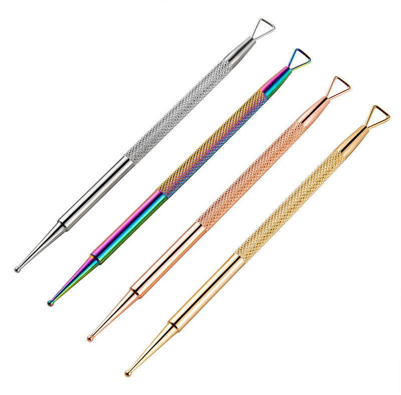 Pix cu două capete din oțel inoxidabil pentru arătarea unghiilor, cu flori de punctat, culegător de strasuri