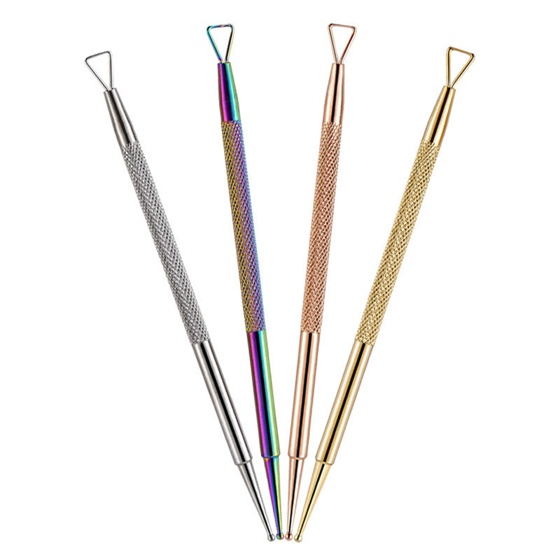 Pix cu două capete din oțel inoxidabil pentru arătarea unghiilor, cu flori de punctat, culegător de strasuri