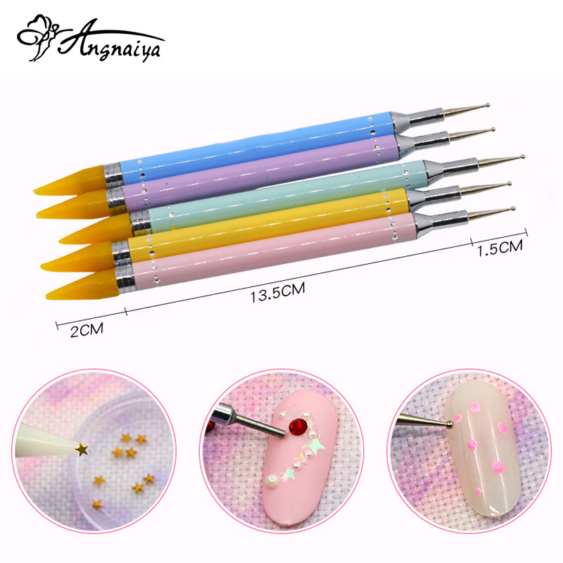 ANGNYA 1 buc NOI Bijuterii pentru unghii Creioane creioane pentru unghii Stick Sticky Foring Sticky Stick Pastă pentru unghii Stick Creion Hole Point Forage Tools