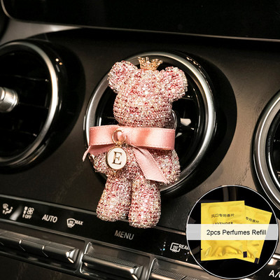 Animacinis filmas deimantinis krištolinis lankelis niūrus meškiukas automobilio pakabukas veidrodis kabantys papuošalai Bling automobilio interjero dekoravimas moteriški aksesuarai