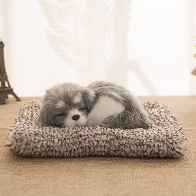 Câine drăguț adormit pentru bordul mașinii și decorațiuni interioare cu cărbune activat Simulare minunată de animale labrador/husky cadou de pluș