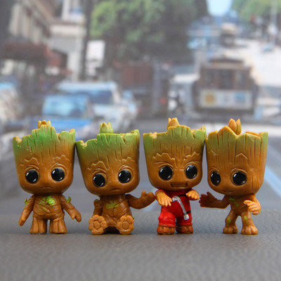 4 Galaxy Guardians Tree Man Gru kézzel készített autó belső dekoráció Szuper aranyos kis faember baba autós középkonzol dekoráció