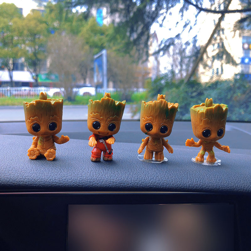 4 Galaxy Guardians Tree Man Gru rankų darbo automobilio interjero puošmena Super mielas mažas žmogus medis lėlė automobilio centro konsolės puošmena